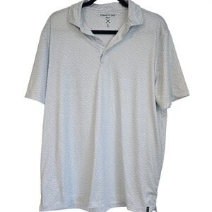 Kenneth Cole Golf Palm Tree Print Polo Shirt Men's Large Light Blue White Large